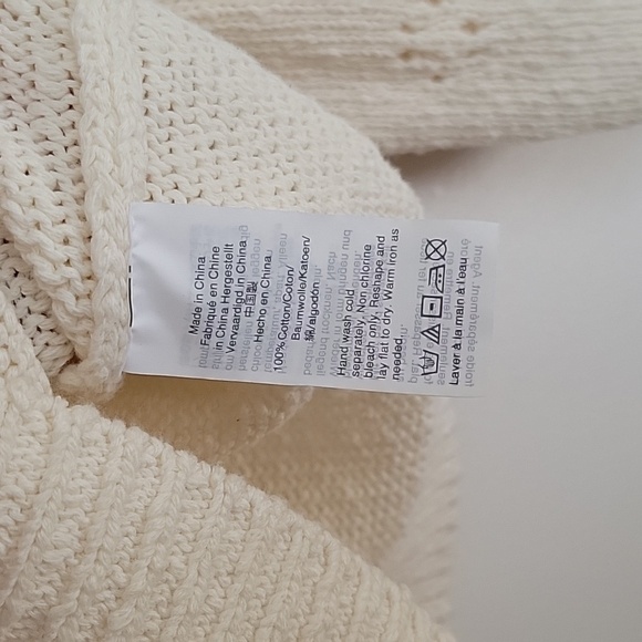 Madewell Cream Colored 100% Cotton Sweater Sz XS oversized NWOT - Picture 6 of 8